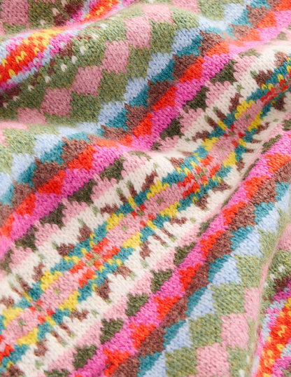 Fair Isle Scarf-Pink