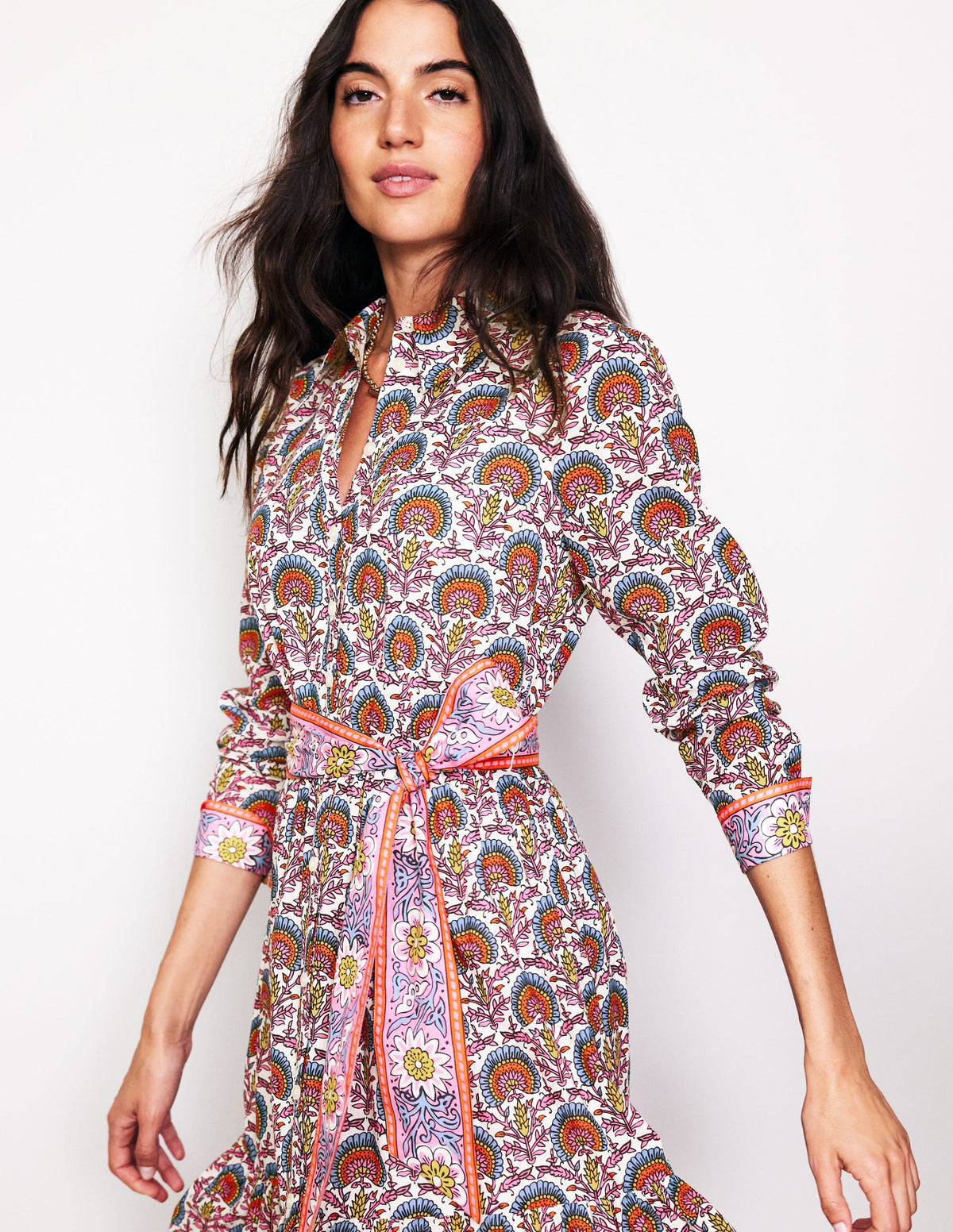 Flo Cotton Midi Shirt Dress-Passion Bud - Image 3