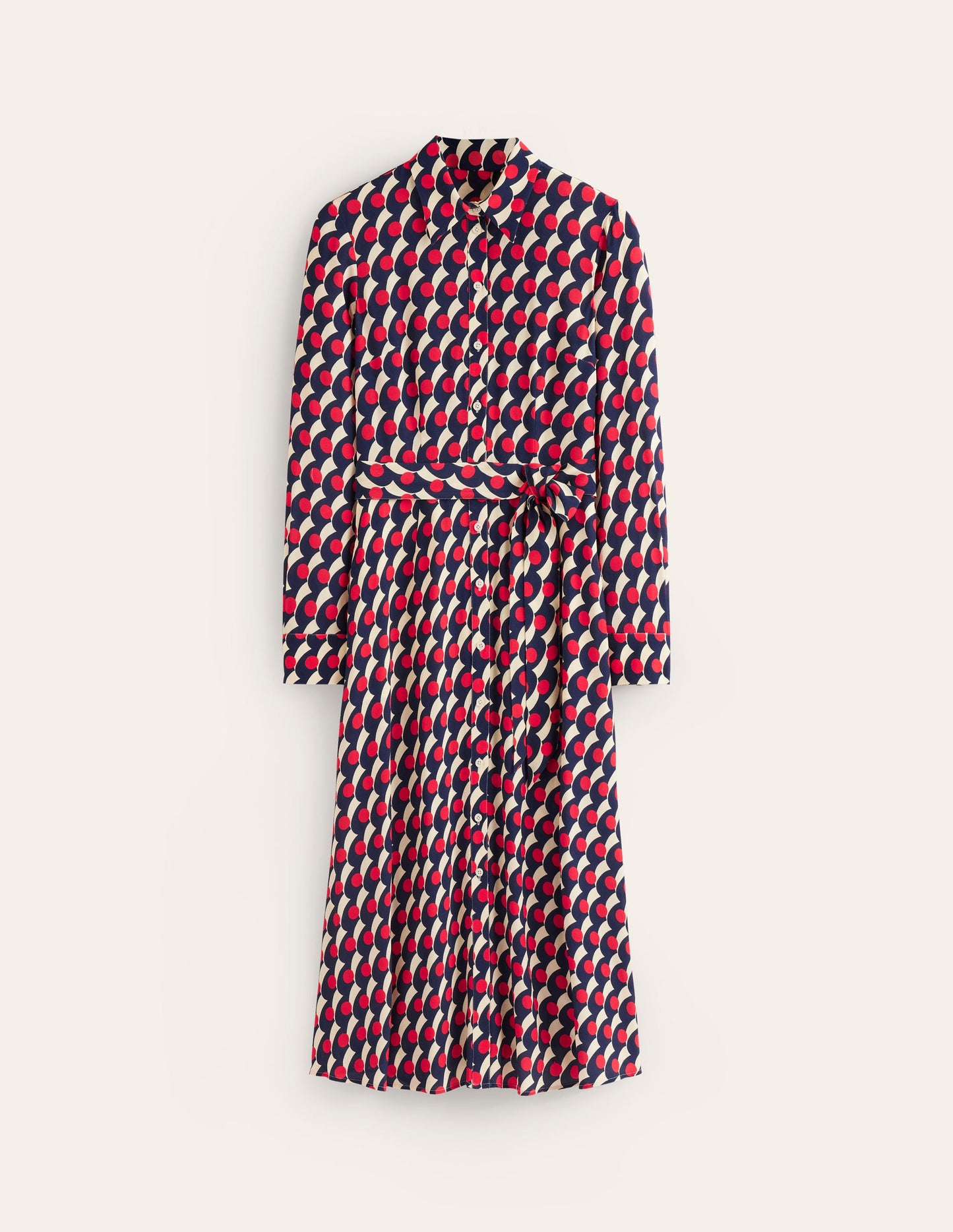 Kate Midi Shirt Dress-Red, Polka Wave