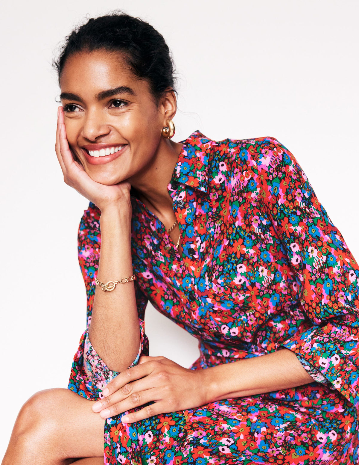 Kate Midi Shirt Dress-Bittersweet, Meadow Pop - Image 1