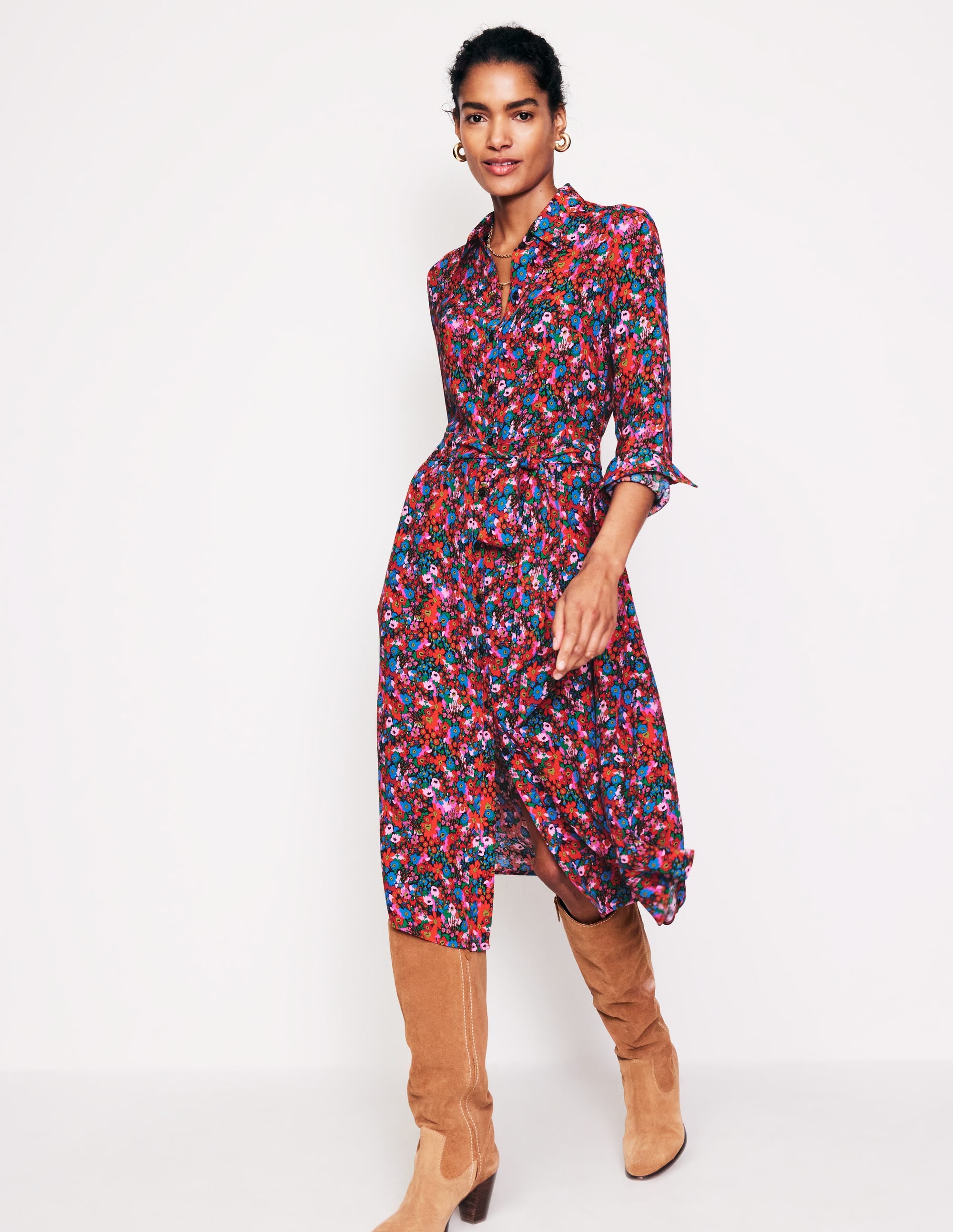 Kate Midi Shirt Dress-Bittersweet, Meadow Pop - Image 4