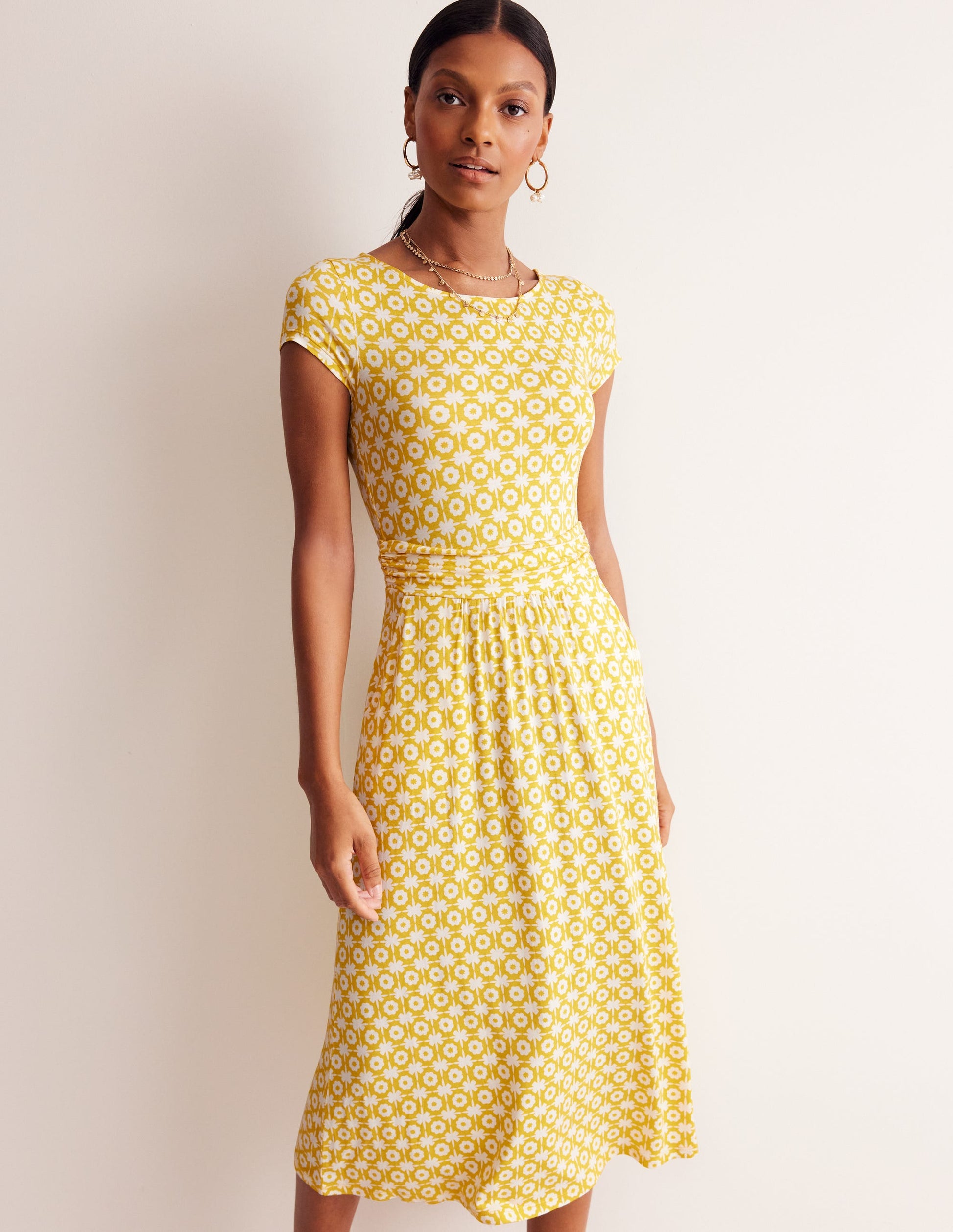 Amelie Jersey Midi Dress-Passion Fruit, Blossom Tile-1
