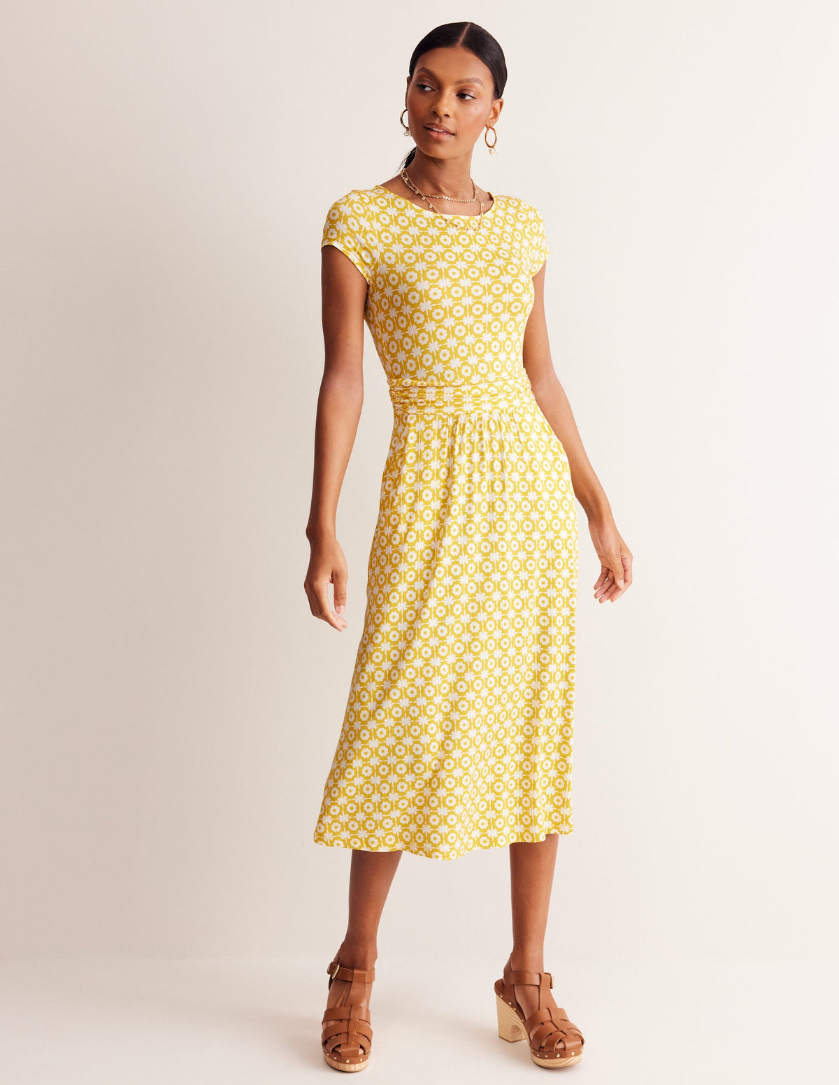 Amelie Jersey Midi Dress-Passion Fruit, Blossom Tile - Image 4
