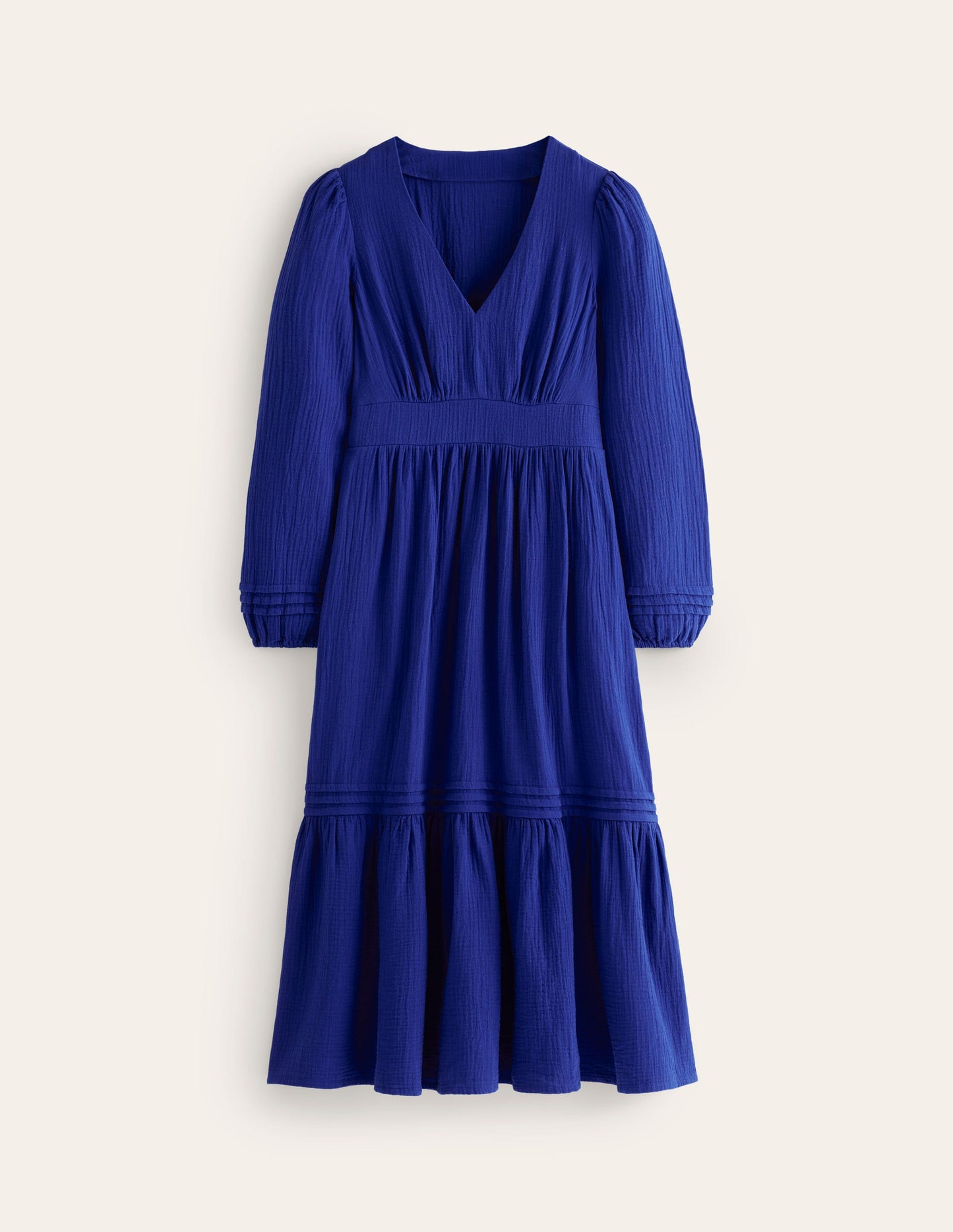 Eve Sleeved Double Cloth Dress-Mazarine Blue