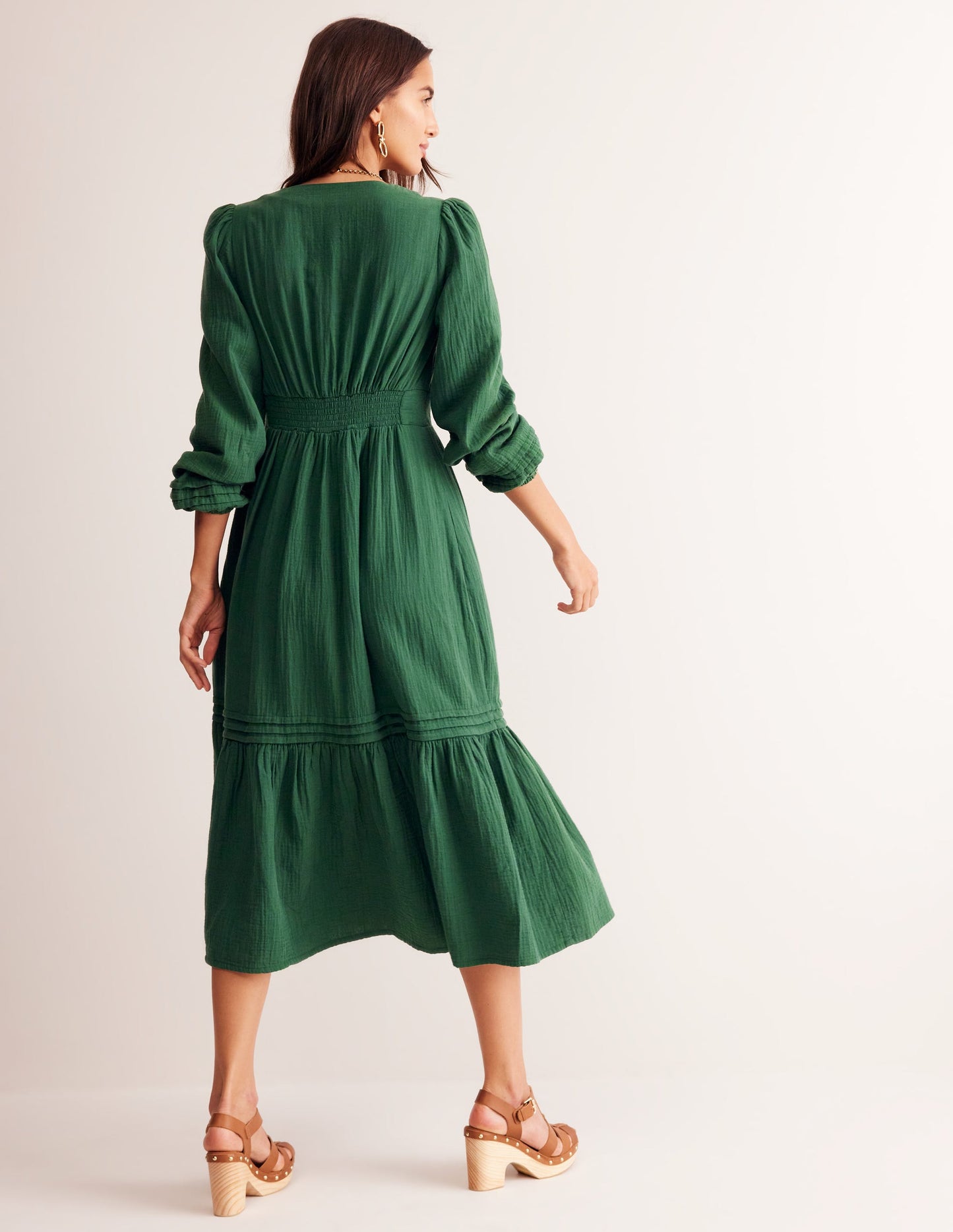 Eve Sleeved Double Cloth Dress-Eden