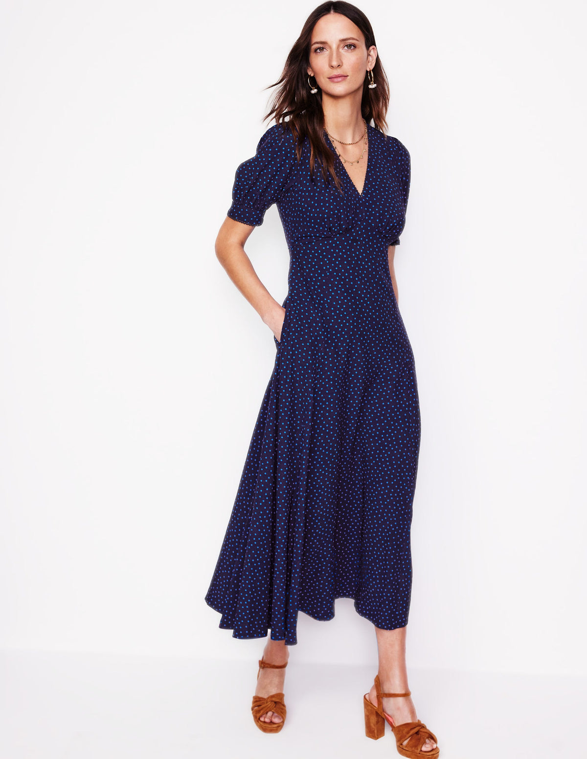 Rosie Godet Tea Dress-Directoire Blue, Abstract Dot - Image 1