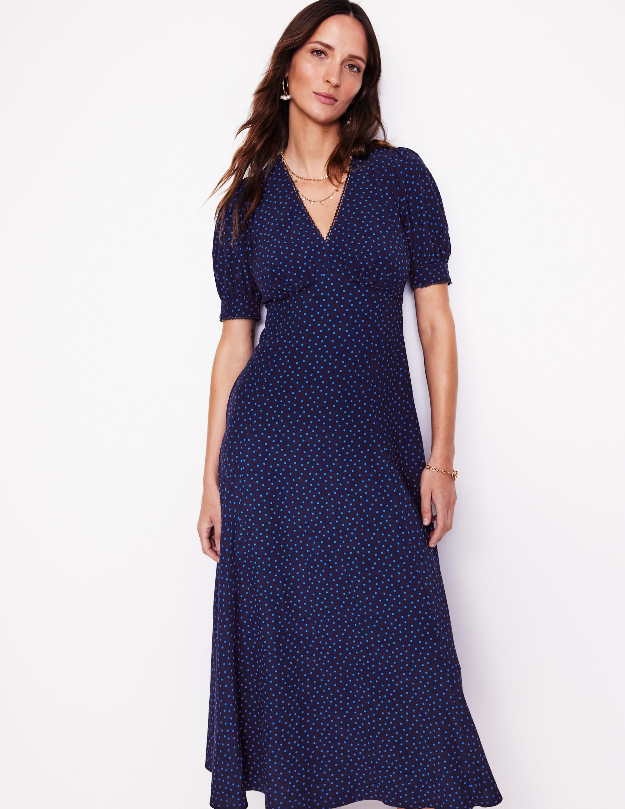 Rosie Godet Tea Dress-Directoire Blue, Abstract Dot - Image 3