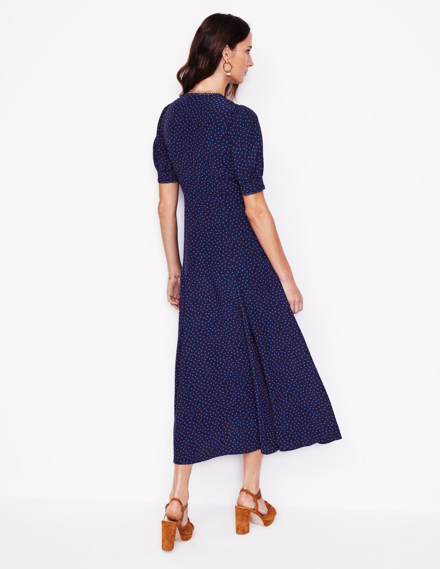 Rosie Godet Tea Dress-Directoire Blue, Abstract Dot