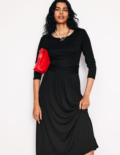 Amelie Long Sleeve Midi Dress-Black