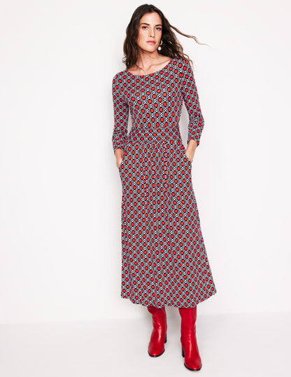 Amelie Long Sleeve Midi Dress-Blaze Orange, Clover Terrace