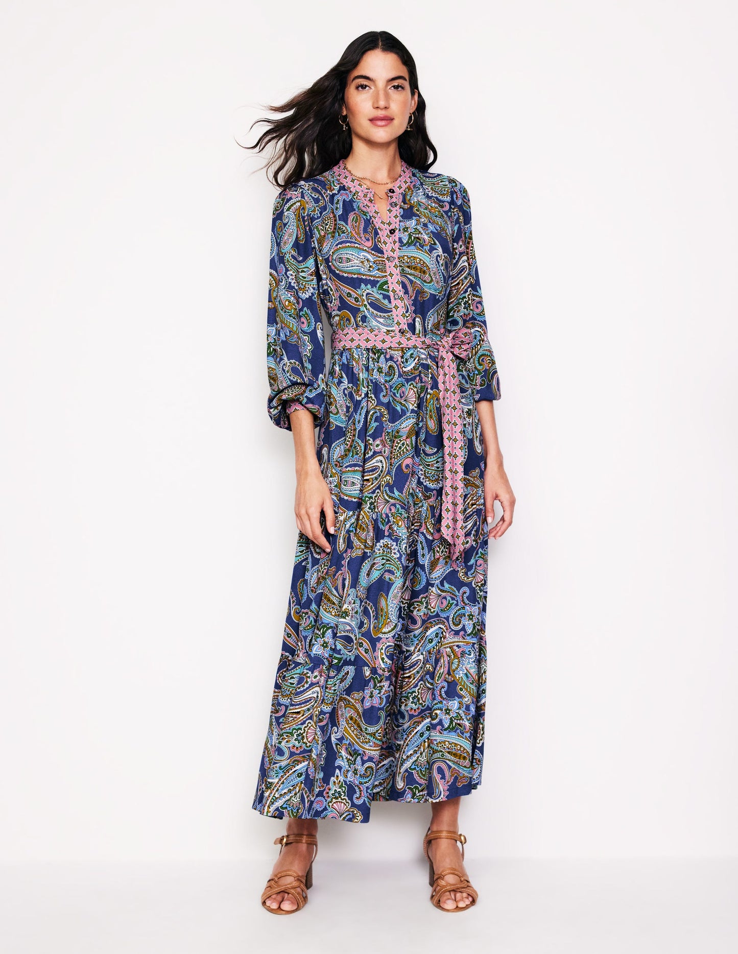 Alba Viscose Maxi Dress-Mazarine Blue, Opulent Paisley