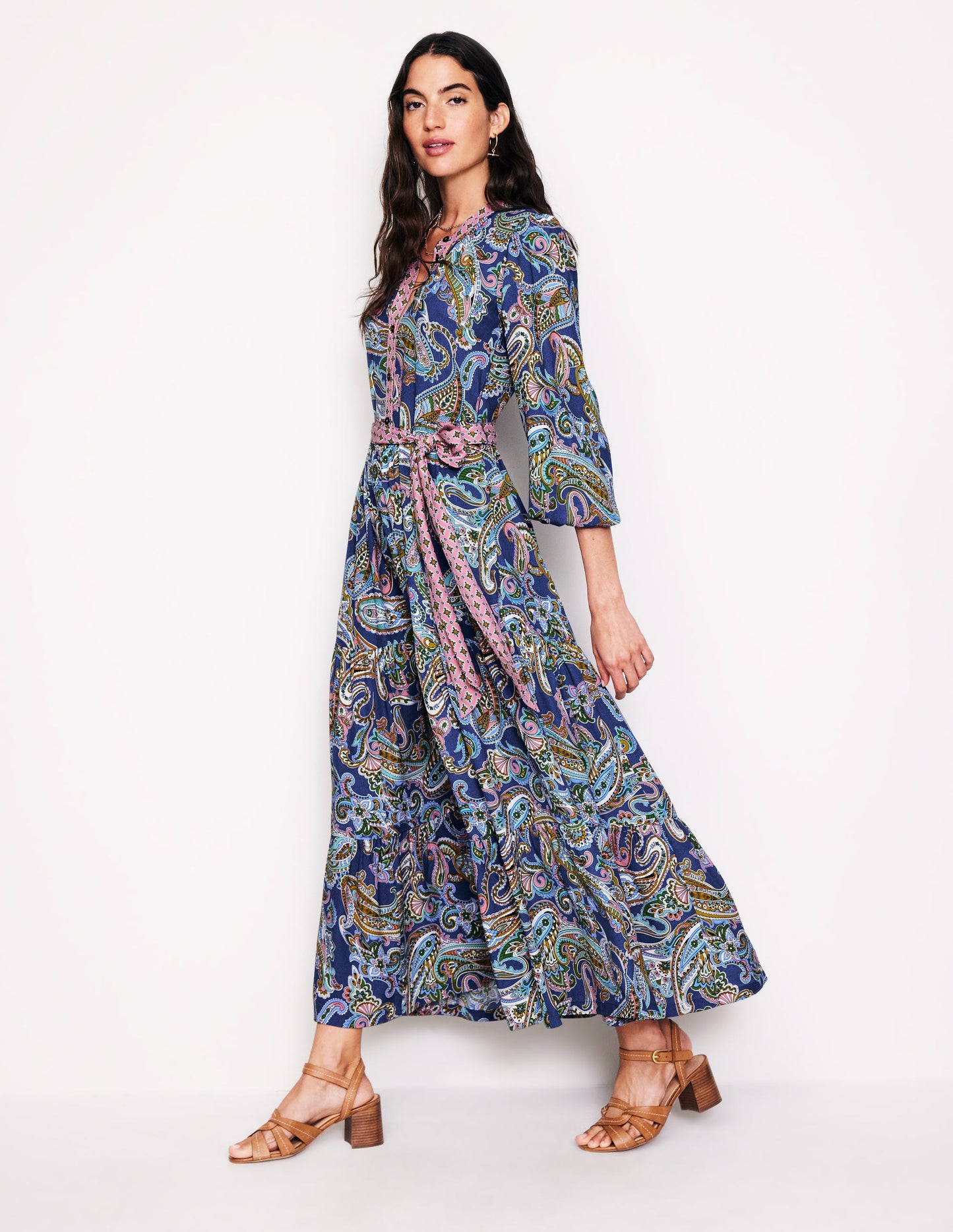 Alba Viscose Maxi Dress-Mazarine Blue, Opulent Paisley