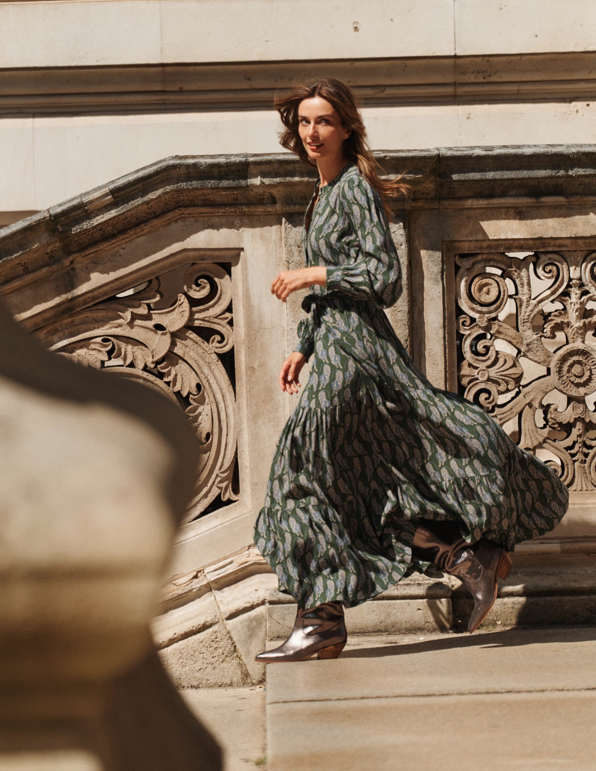 Alba Viscose Maxi Dress-Chive, Tiger - Image 5