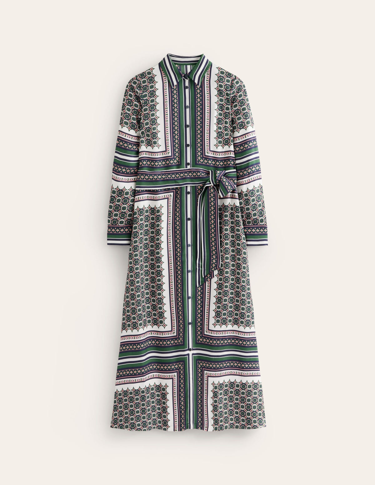 Scarf Print Shirt Dress-Eden, Geo Mosaic - Image 6