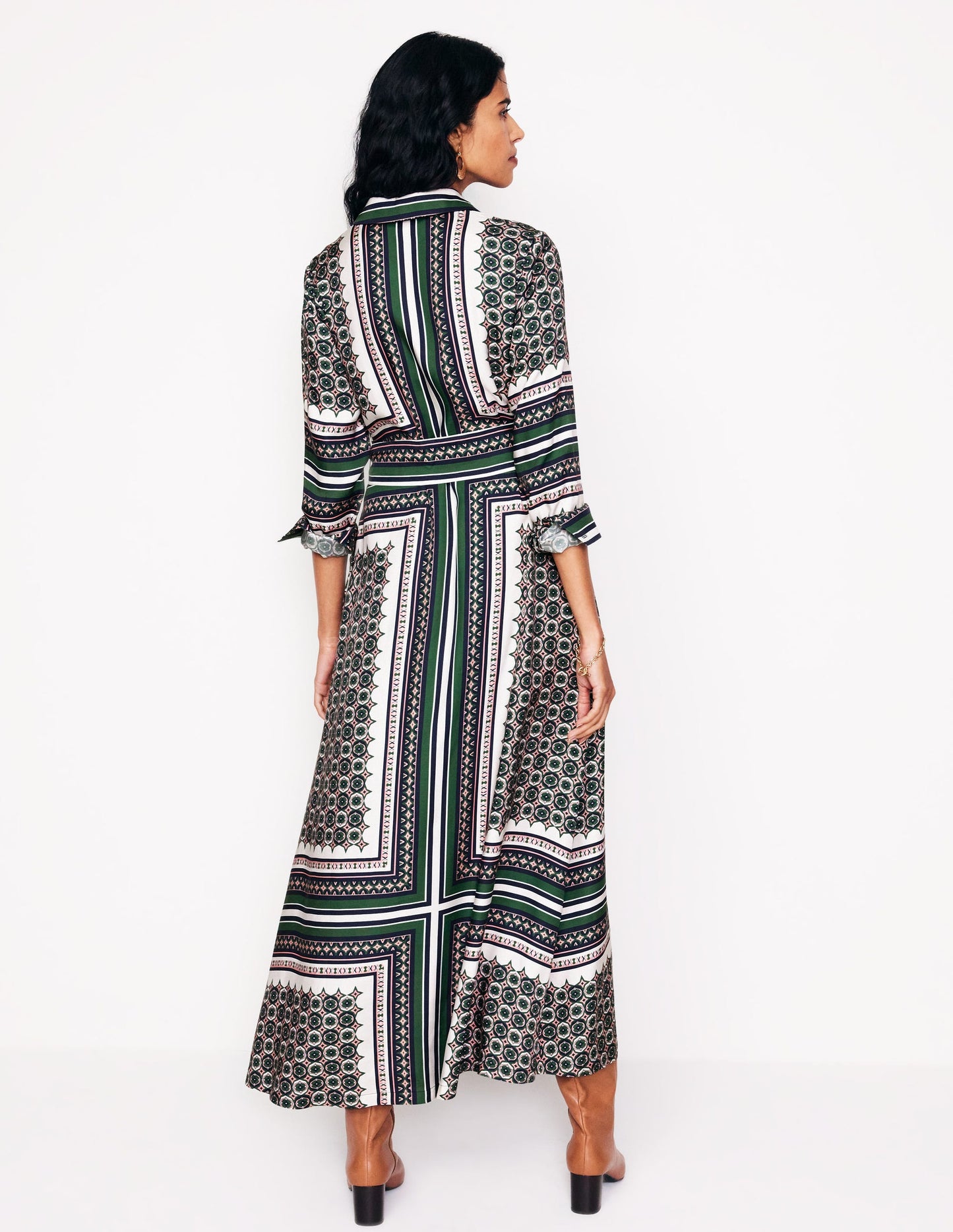 Scarf Print Shirt Dress-Eden, Geo Mosaic