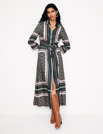 Scarf Print Shirt Dress-Eden, Geo Mosaic