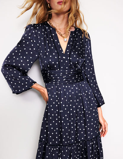 Pippa Satin Maxi Dress-Navy, Sparse Spot