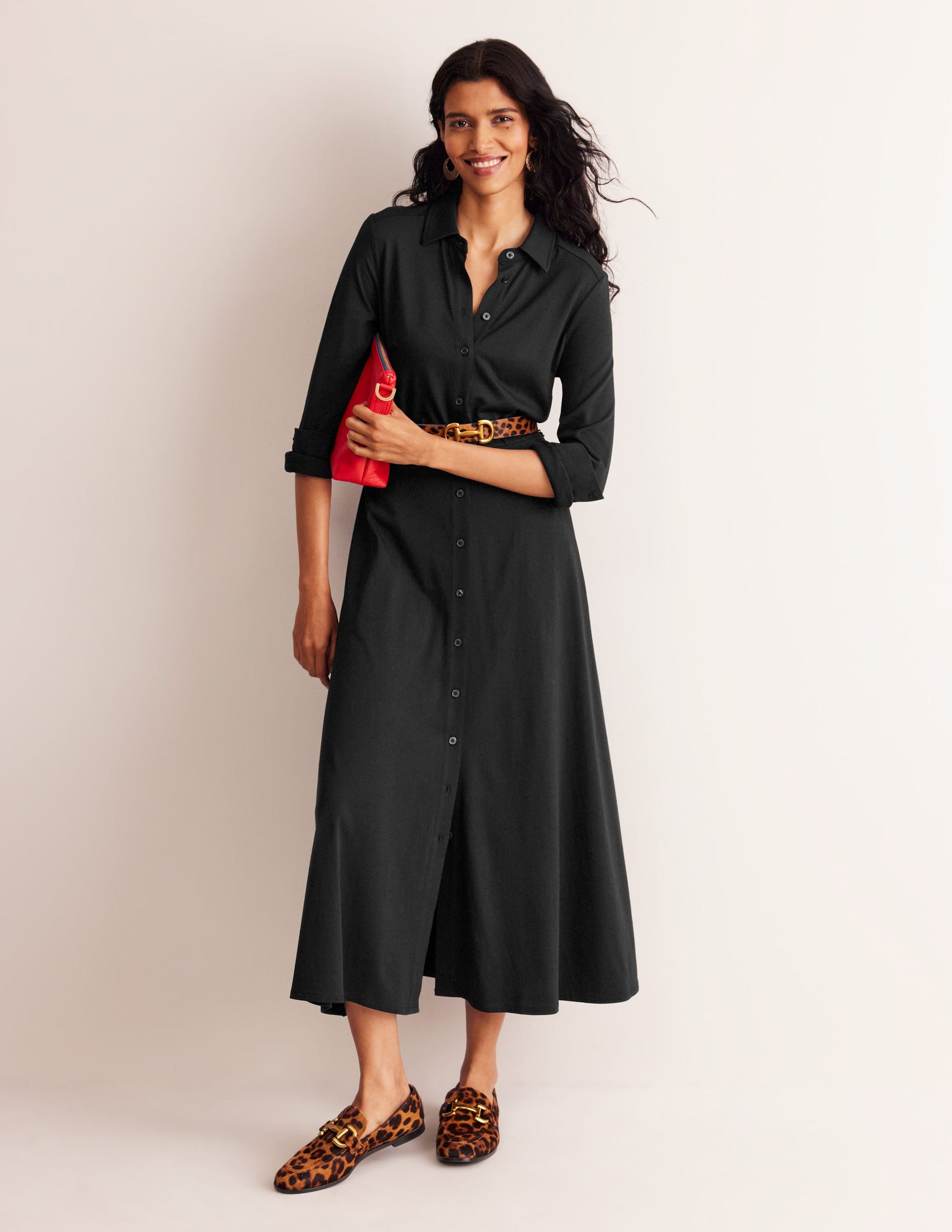 Marcia Jersey Shirt Dress-Black | Boden USA Marcia Jersey Shirt Dress-Black | Boden USA