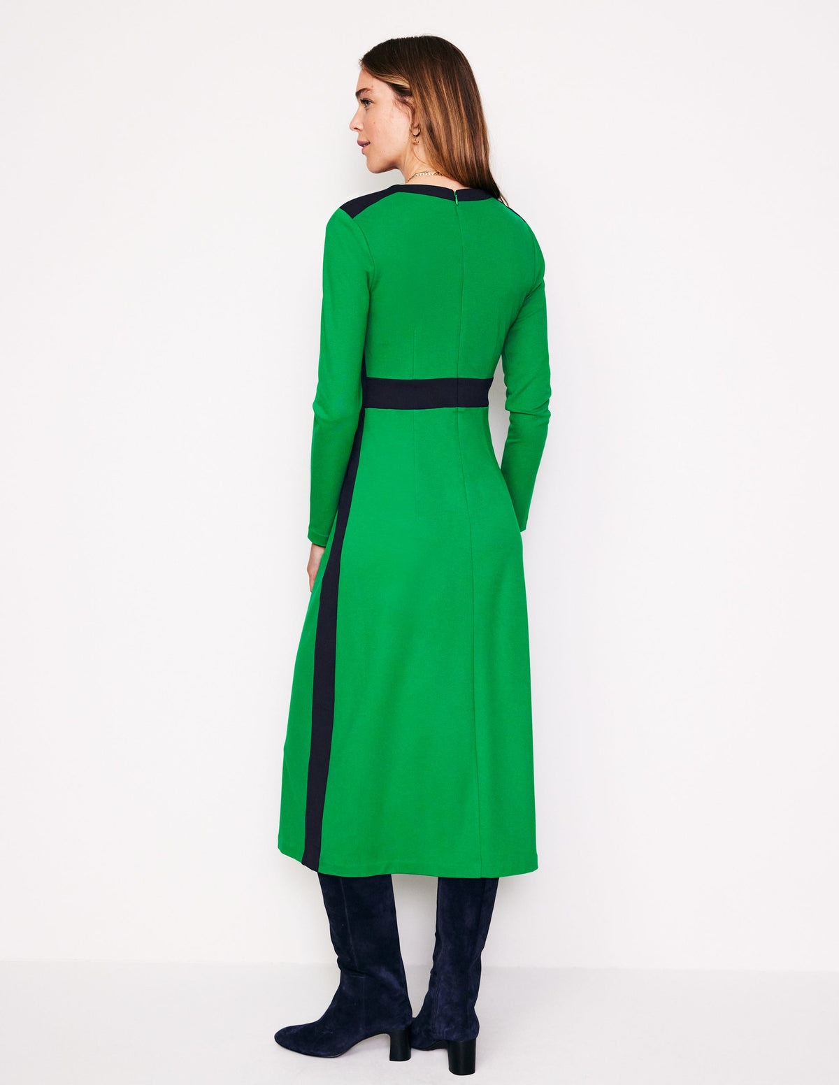 Catherine Ponte Midi Dress-Rich Emerald - Image 3