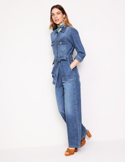 Denim Utility Jumpsuit-Mid Vintage