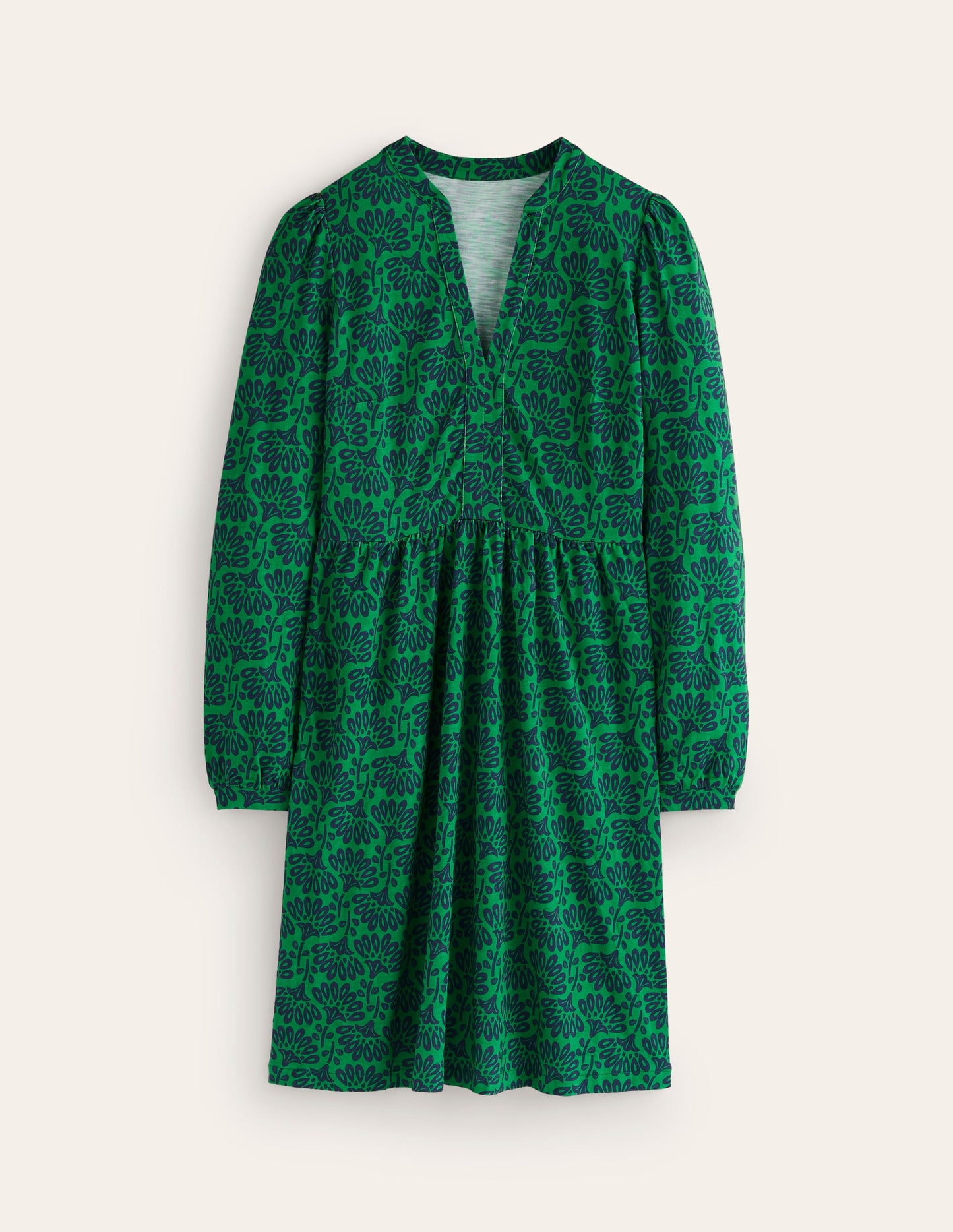 Naomi Relaxed Jersey Dress-Rich Emerald, Dandelion Sprig