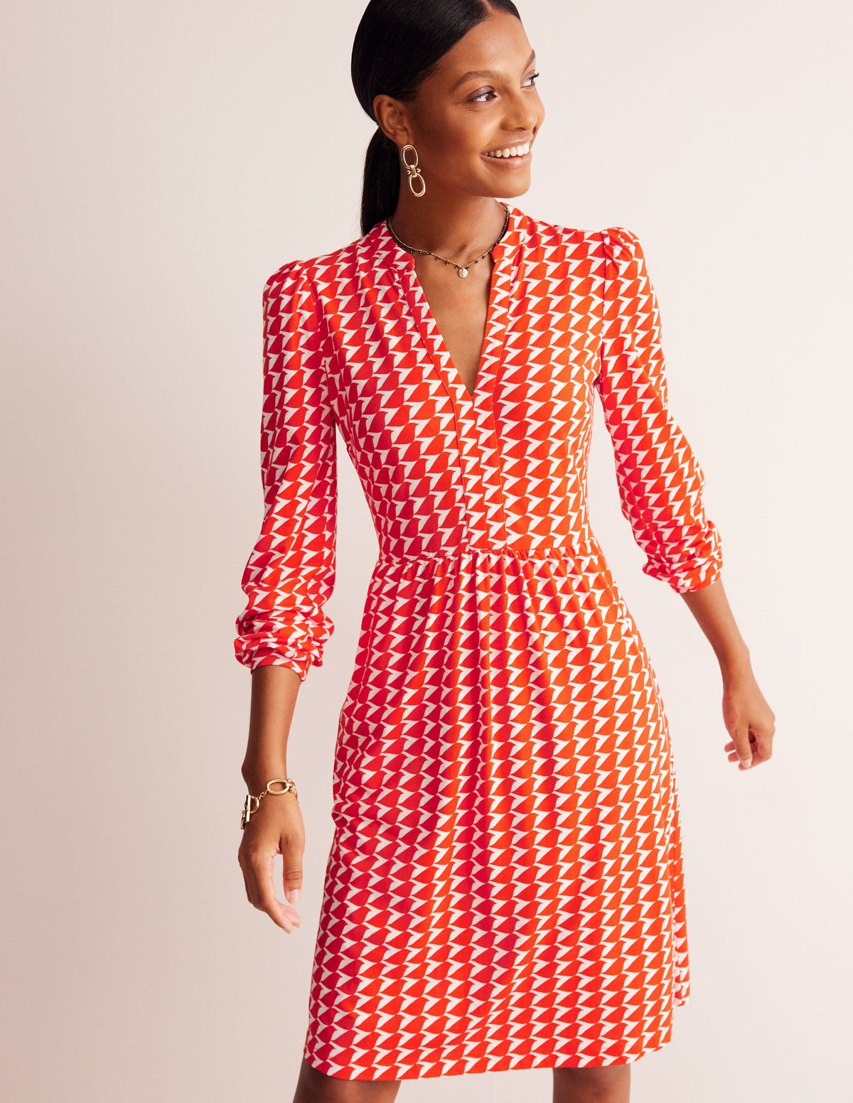 Naomi Relaxed Jersey Dress-Blaze Orange, Birdie - Image 1