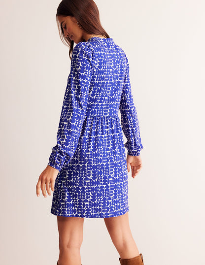 Naomi Relaxed Jersey Dress-Sapphire Blue, Geometric Pop