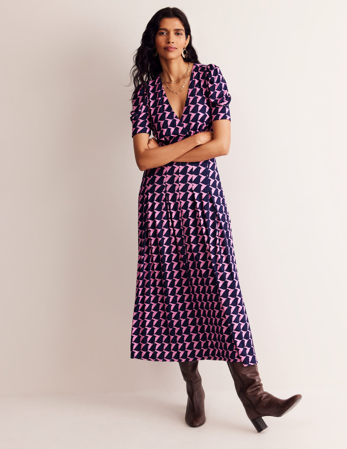 Kristen Pleated Jersey Dress-Strawberry Sherbert, Birdie - Image 1