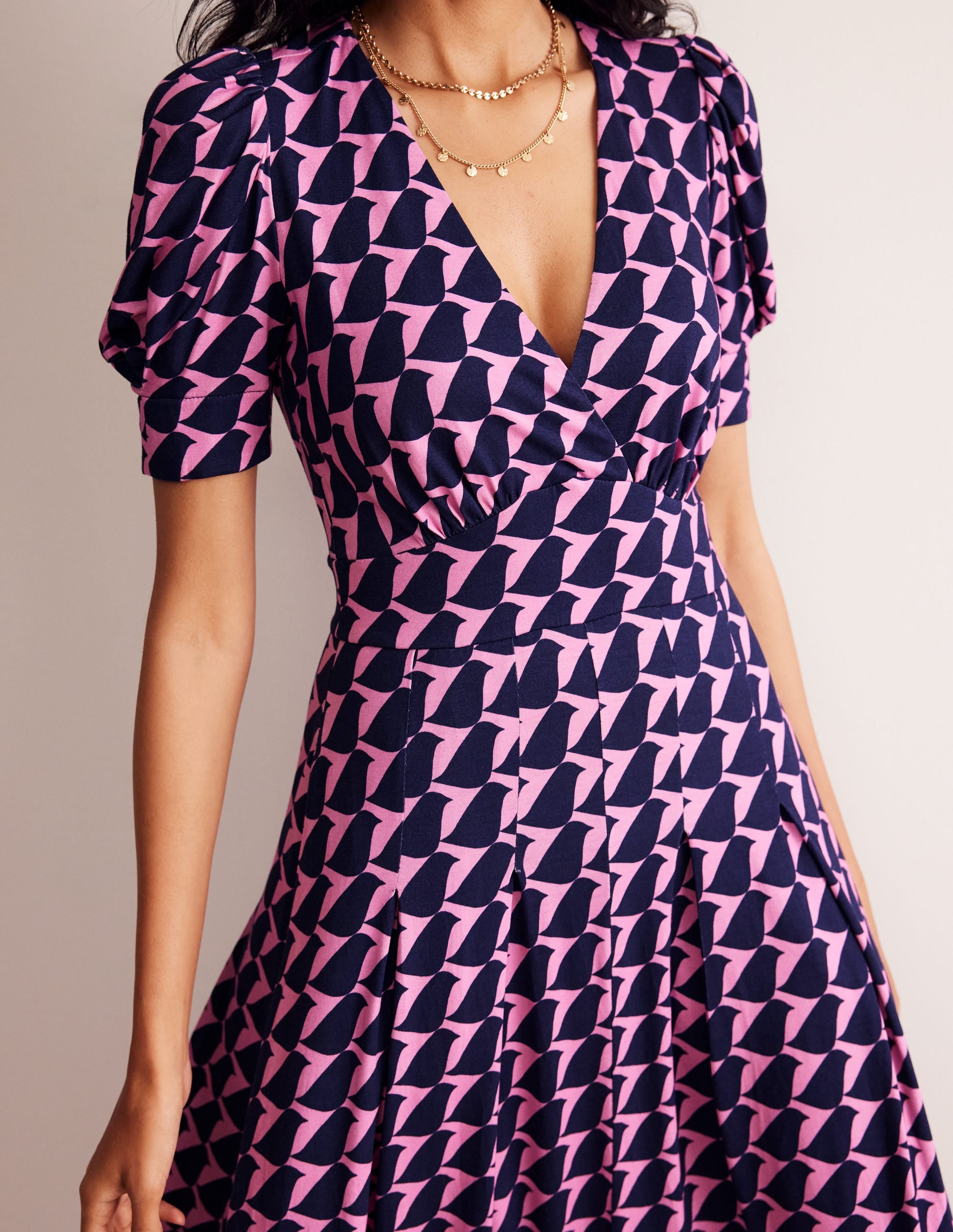 Kristen Pleated Jersey Dress-Strawberry Sherbert, Birdie - Image 2