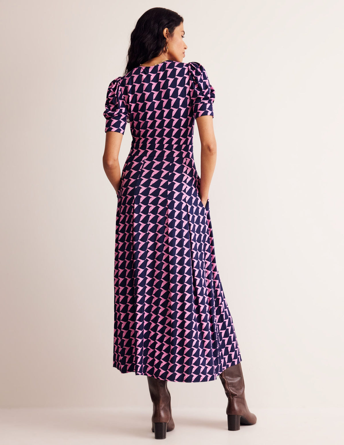 Kristen Pleated Jersey Dress-Strawberry Sherbert, Birdie - Image 3