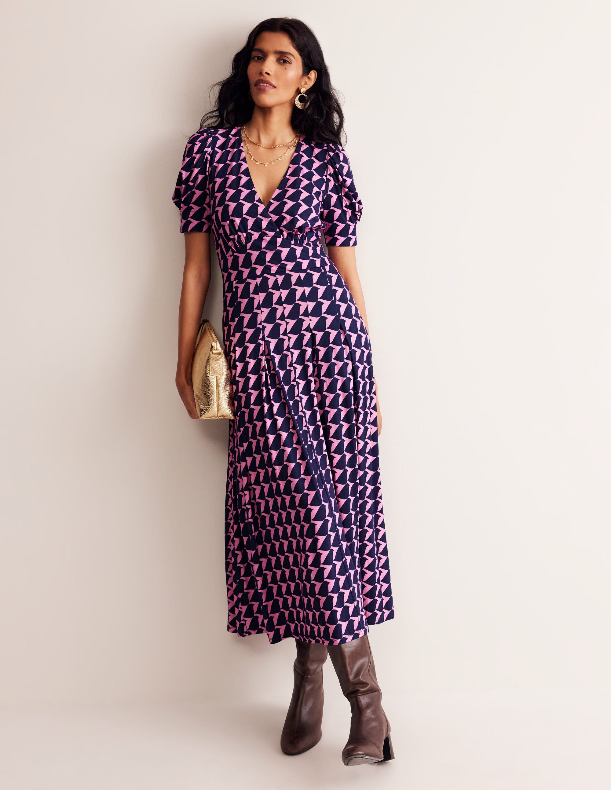 Kristen Pleated Jersey Dress-Strawberry Sherbert, Birdie - Image 4