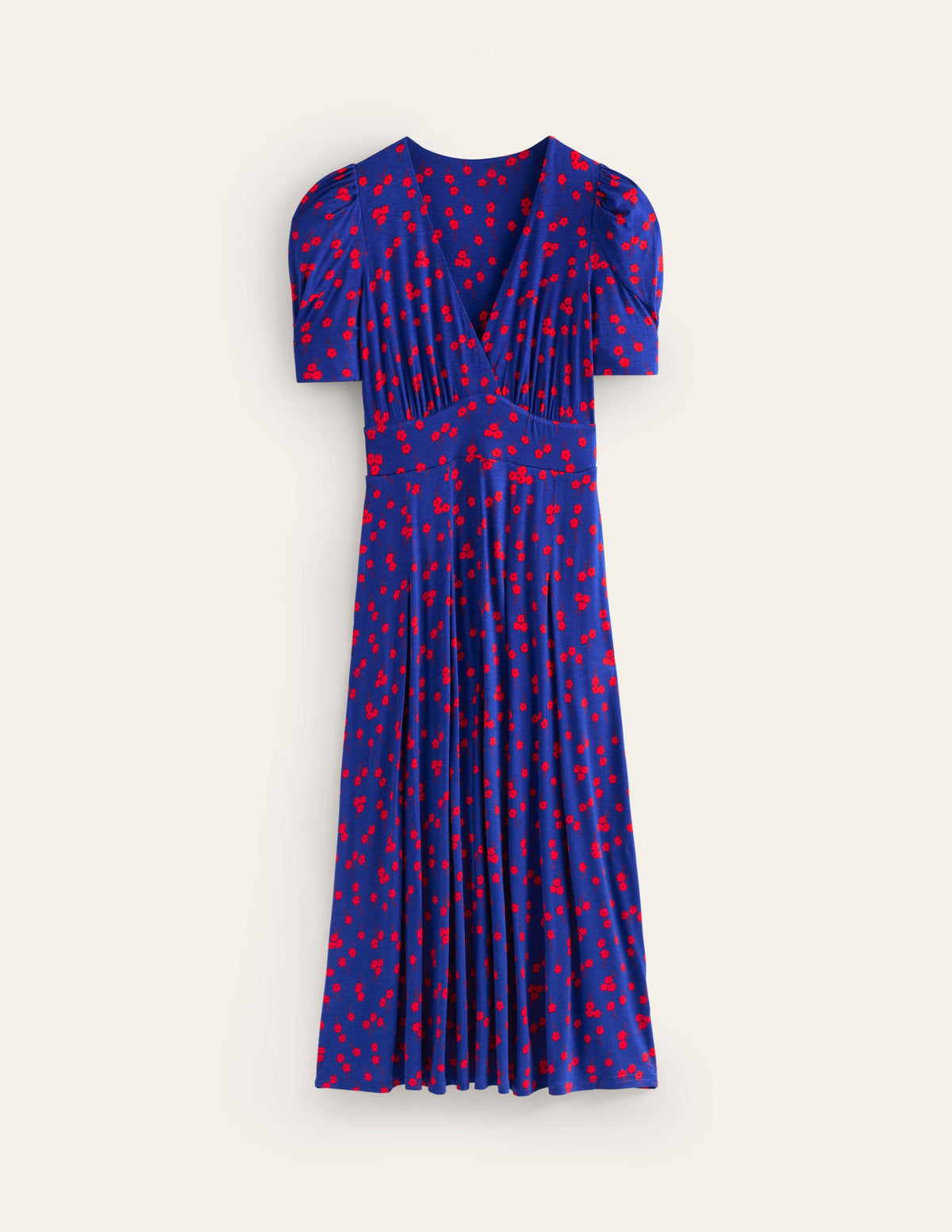Kristen Pleated Jersey Dress-Sapphire Blue, Fall Sprig - Image 6