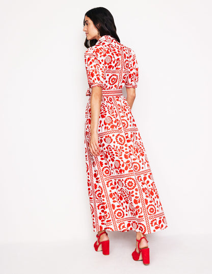 Alexa Maxi Shirt Dress-Rouge, Vine Tile