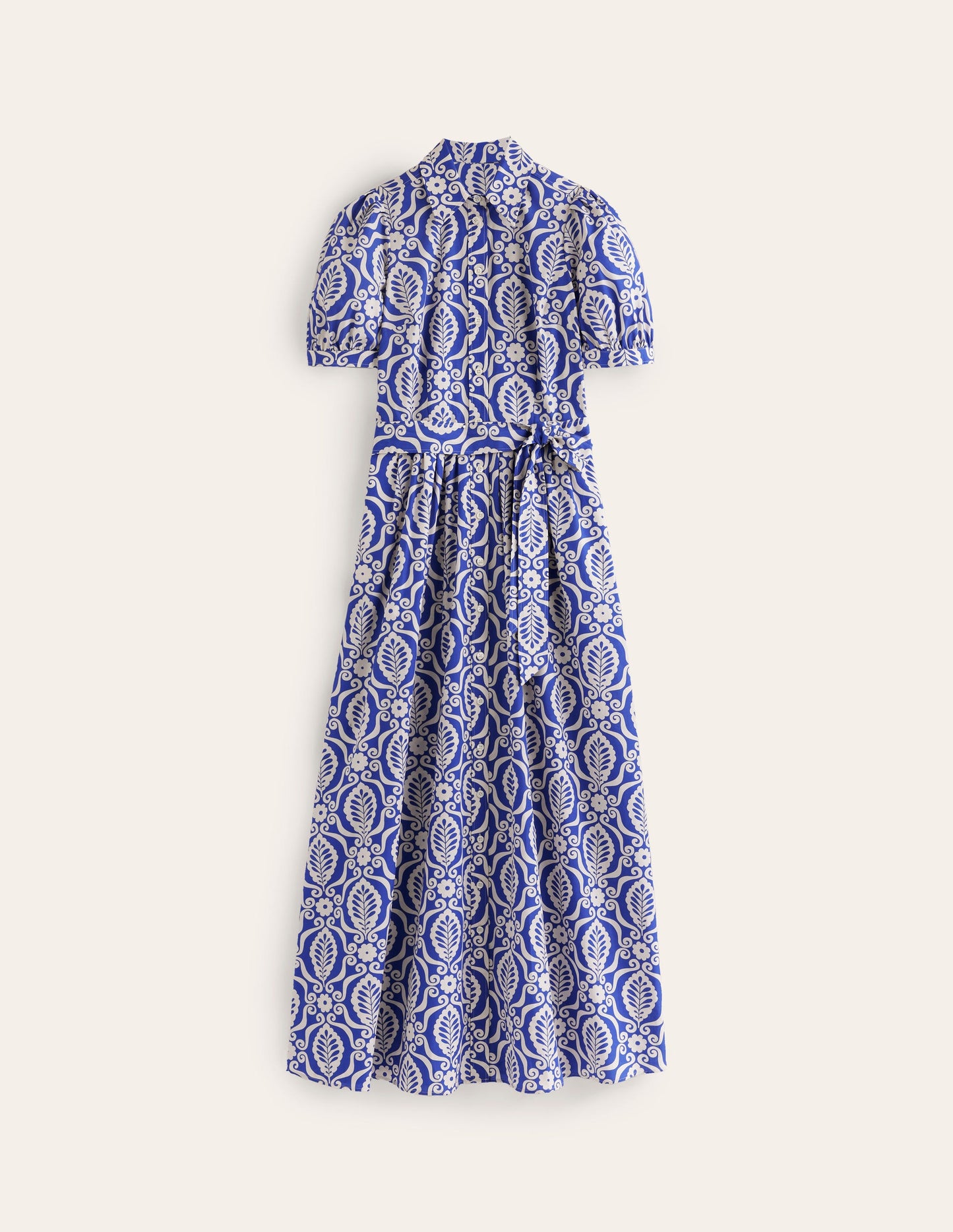 Alexa Maxi Shirt Dress-Mazarine Blue, Foliage Stamp