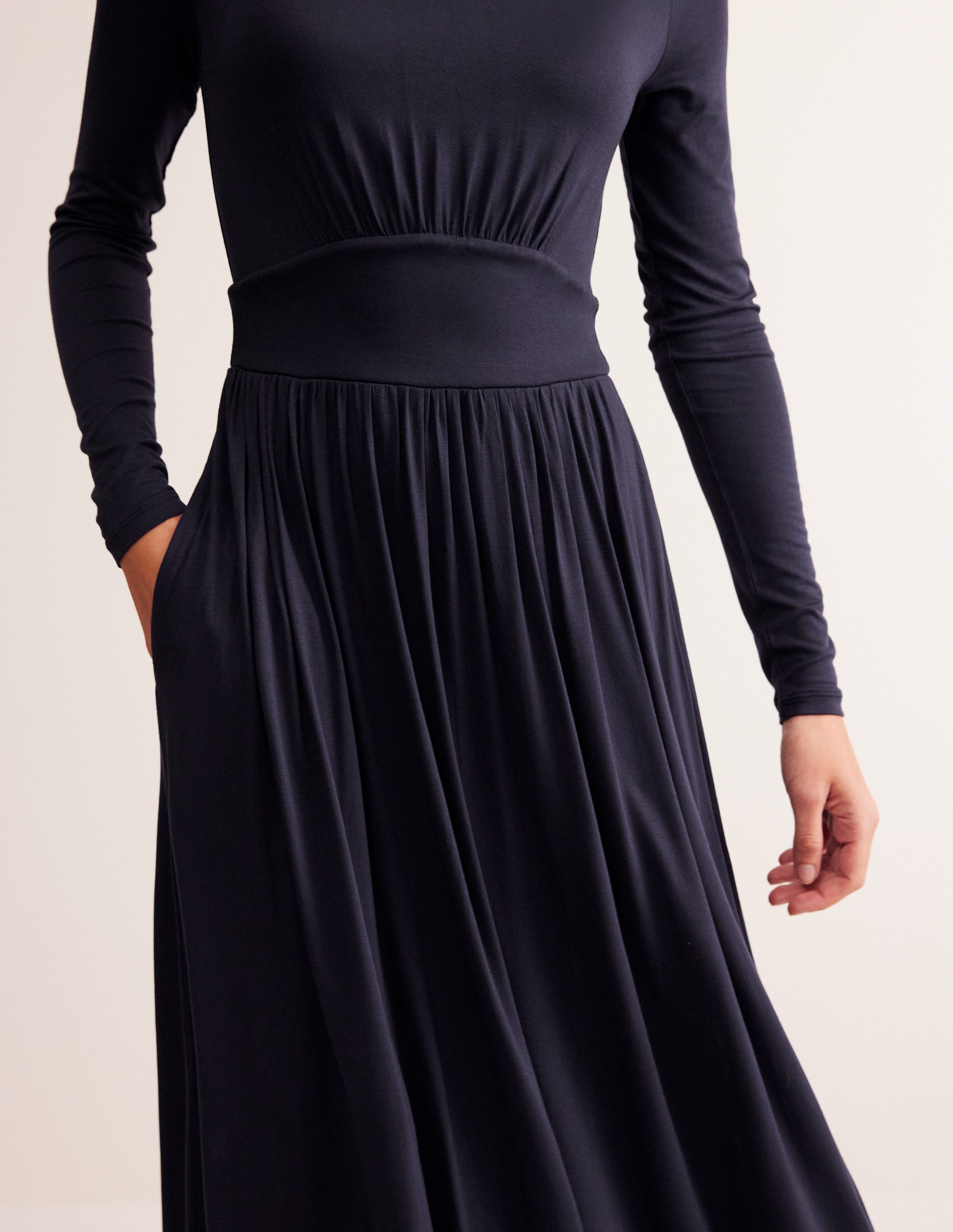 Thea Long Sleeve Jersey Dress-Navy - Image 2