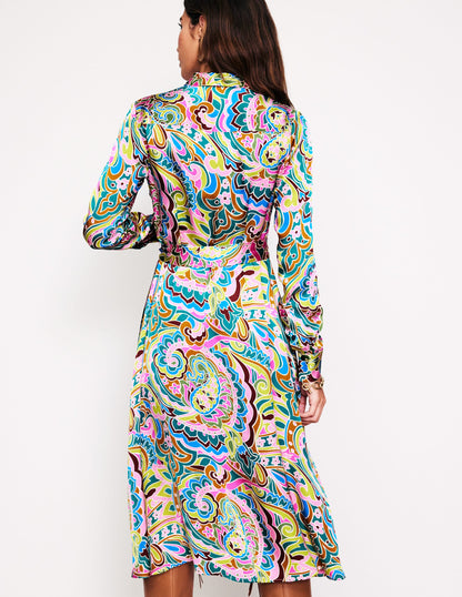 Kate Satin Shirt Dress-Multi, Paisley Pome