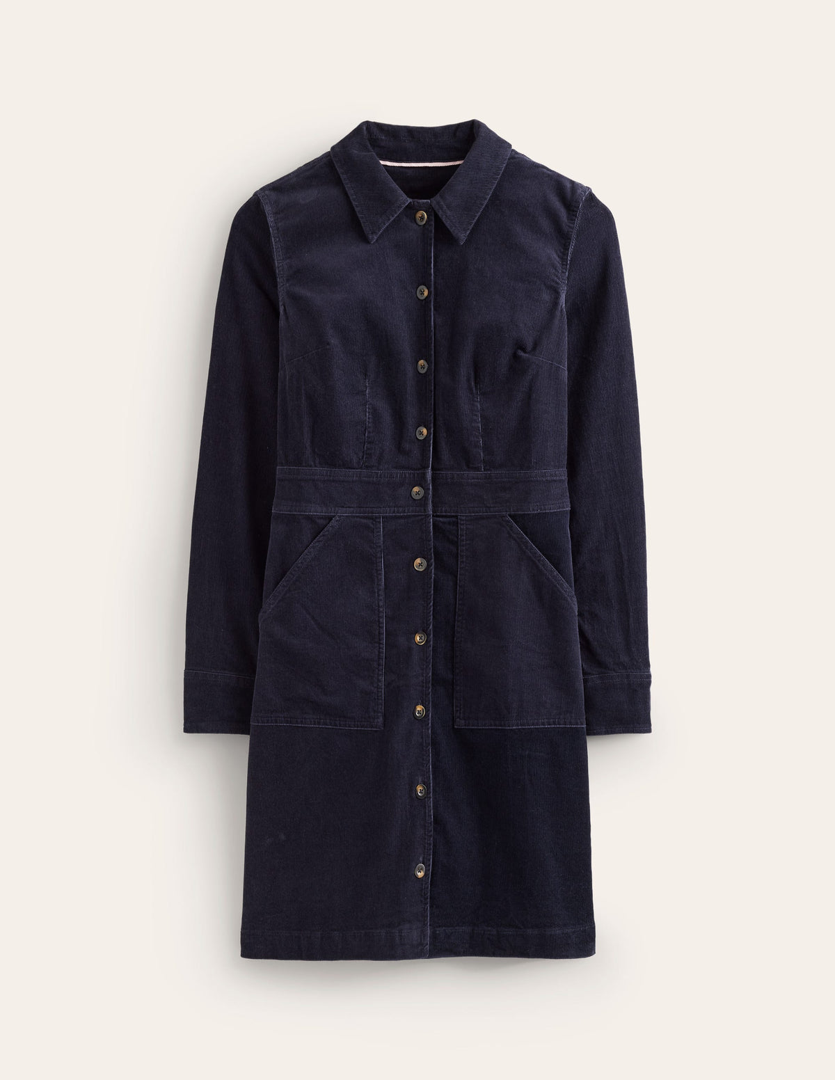 Flora Cord Shirt Dress-Navy - Image 5