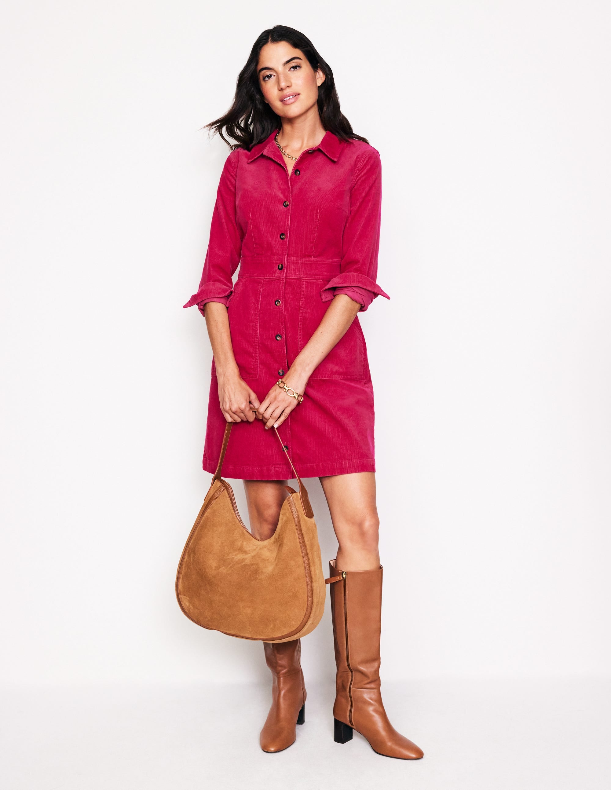 Flora Cord Shirt Dress-Cherries Jubilee | Boden USA