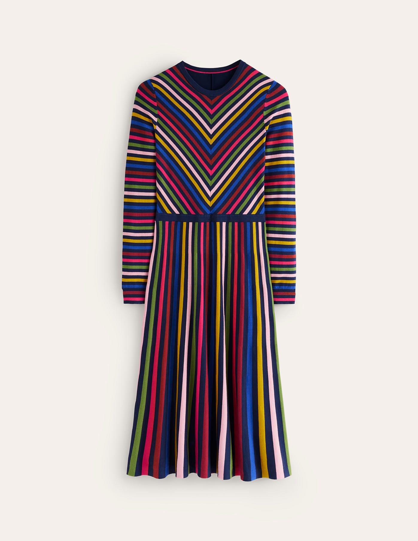 Maria Knitted Midi Dress-Multistripe