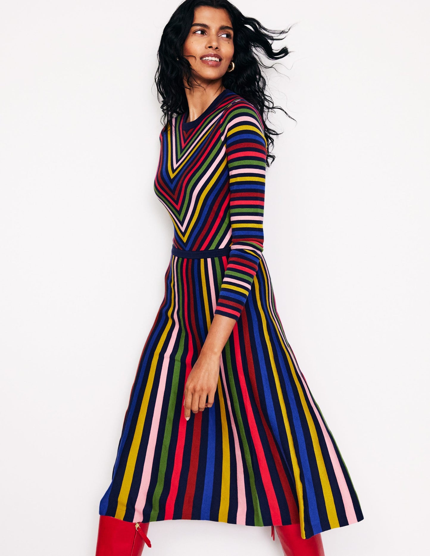 Maria Knitted Midi Dress-Multistripe