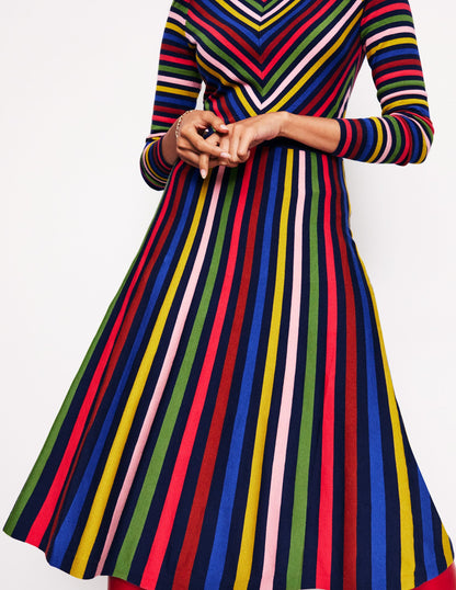 Maria Knitted Midi Dress-Multistripe