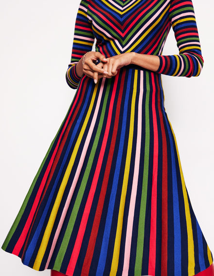 Maria Knitted Midi Dress-Multistripe