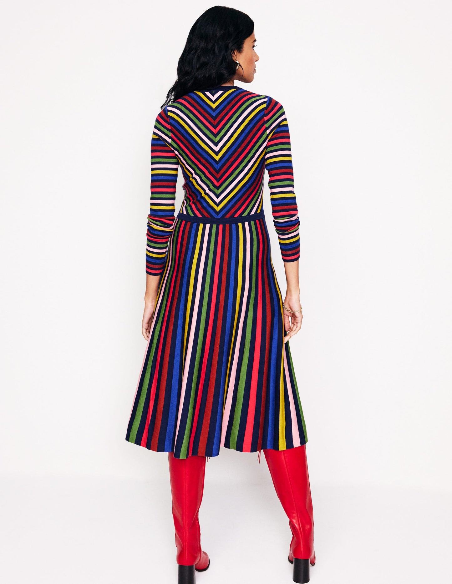 Maria Knitted Midi Dress-Multistripe