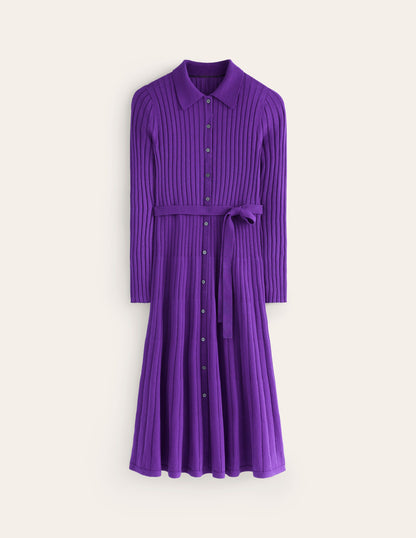 Rachel Knitted Shirt Dress-Amethyst