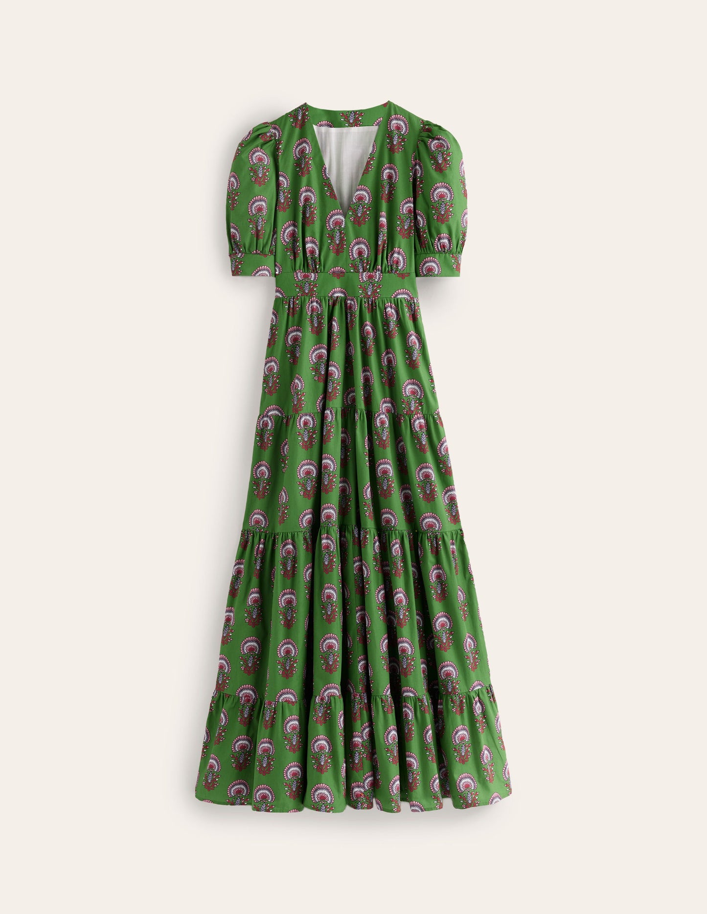 Bella Puff Sleeve Maxi Dress-Green Tambourine, Passion Bud