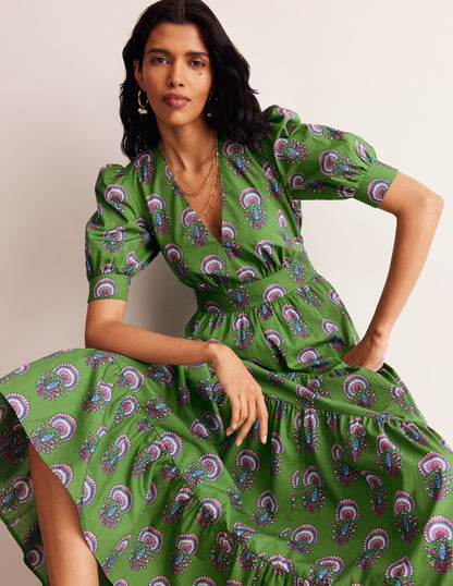 Bella Puff Sleeve Maxi Dress-Green Tambourine, Passion Bud