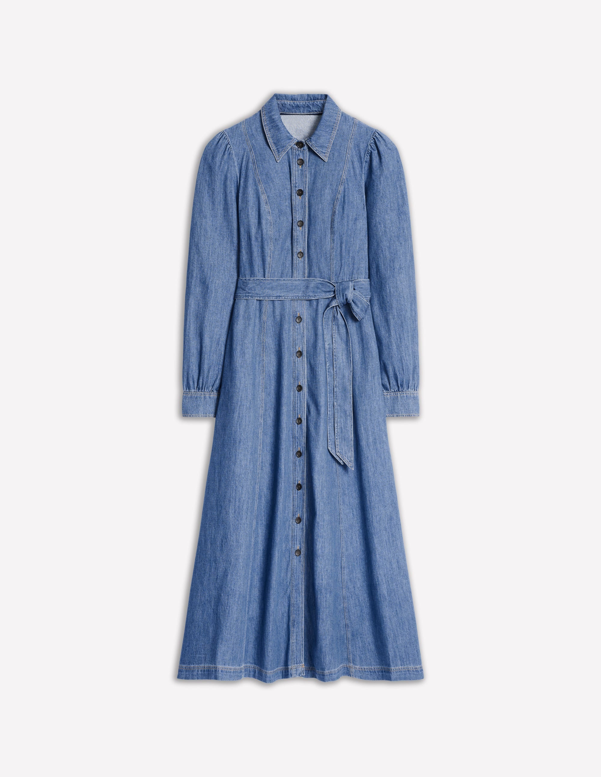 Aubrey Denim Midi Shirt Dress-Light Vintage Denim - Image 9