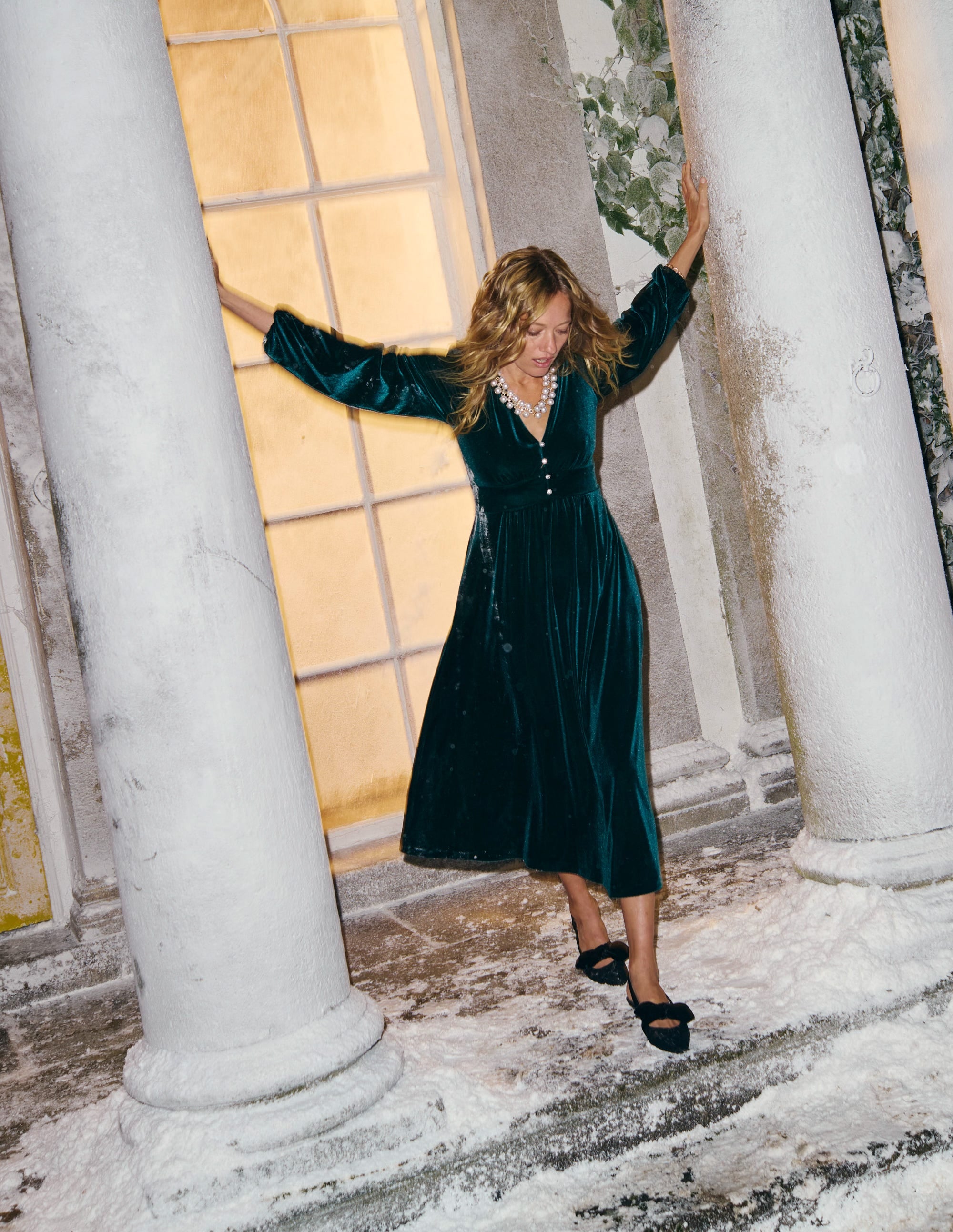 Jocelyn Velvet Tea Dress-Pine - Image 5