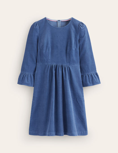 Ora Short Cord Dress-Denim Blue