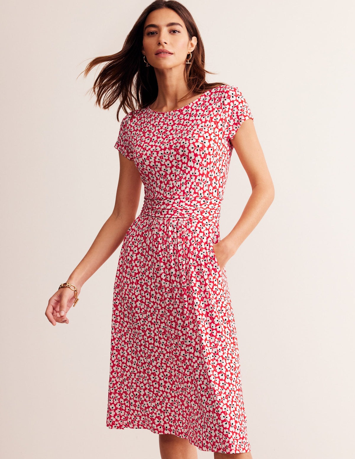 Amelie Jersey Dress-Rouge, Clover Whirl - Image 1